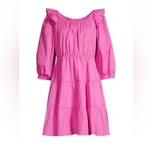 Ruffled Shoulder Tiered Cotton Minidress